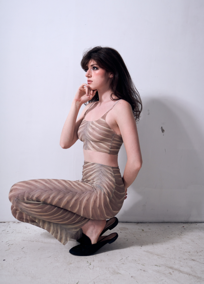 Printed Soft Mesh Crop Top